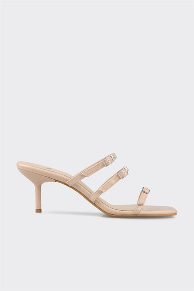 Beige Women's Heeled Slippers