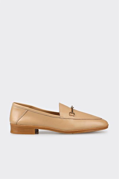 Beige Leather Women's Casual Shoes