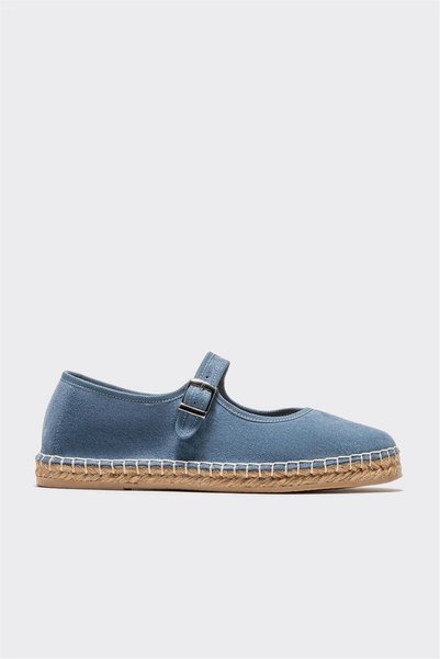 Blue Leather Women's Espadrilles