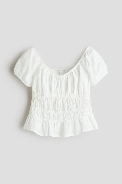 Smocked and Cotton Blouse