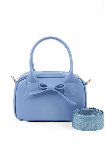 Blue Shk217 Bow Faux Leather, Single Compartment, Zippered, Column Strap, Hand, Arm and Shoulder Bag
