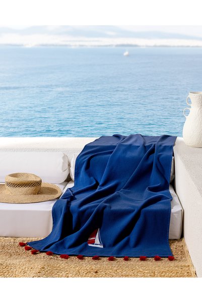 Navier 100% Cotton Beach Towel - Navy Blue - 70X150 cm