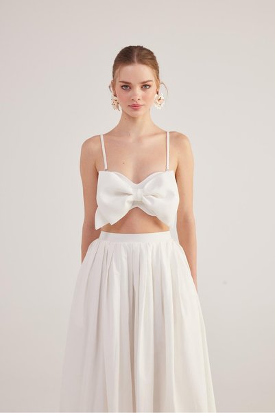 Ribbon Look Crop Jazmin Blouse White