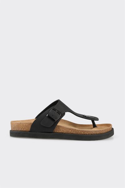 Black Leather Men's Slippers