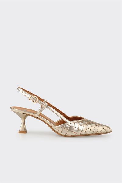 Gold Leather Women's Casual Shoes
