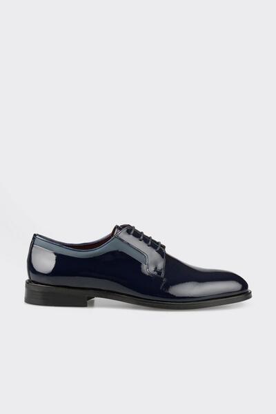 Navy Blue Leather Men's Classic Shoes