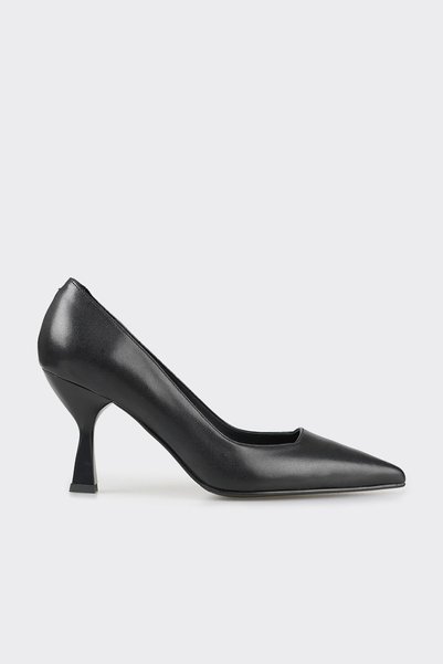 Black Leather Women's Stiletto Heel