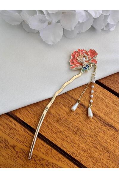 Pink Floral Japanese Bun Buckle
