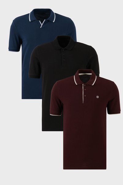 Cotton Regular Fit 3 Pack Polo Neck t Shirts Men Polo Neck t Shirt 59029641827S3