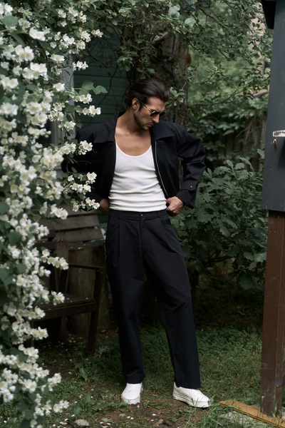Sergio Buttoned Black Men's Trousers