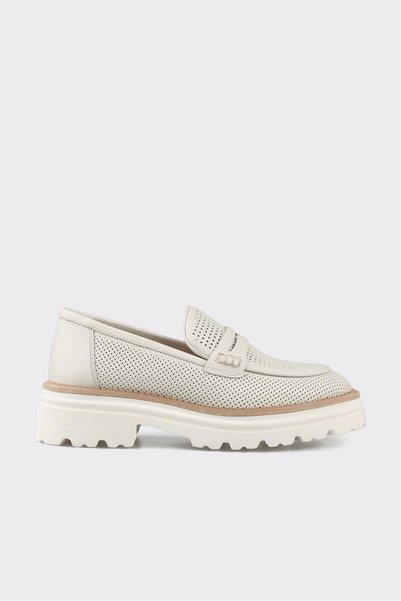 Ecru Leather Women's Casual Shoes