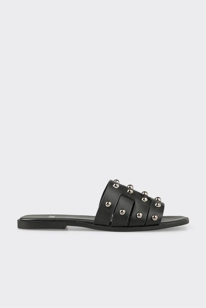 Black Women's Flat Slippers