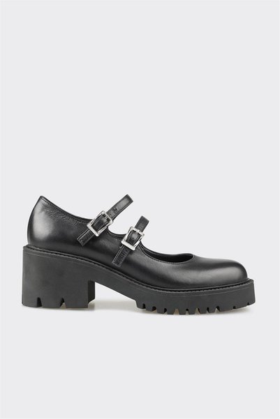 Black Leather Women's Casual Shoes