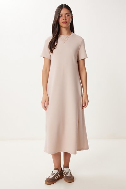 A-Line Summer Knitted Dress Dark Cream Lub0005