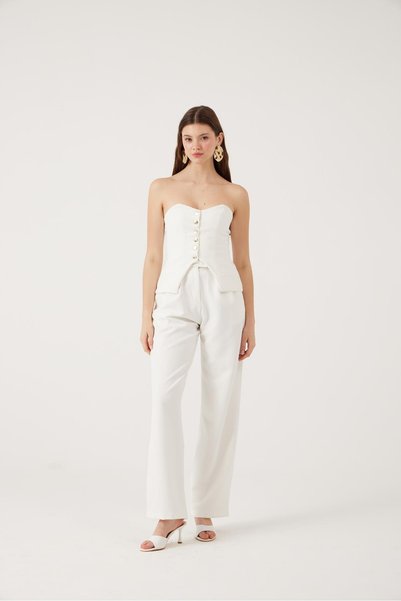 Palazzo Cut Wide Leg Harvey Trousers White