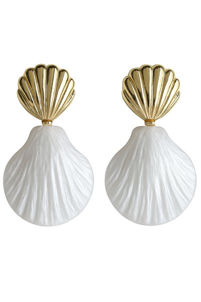 Steel Color Sea Shell Earrings