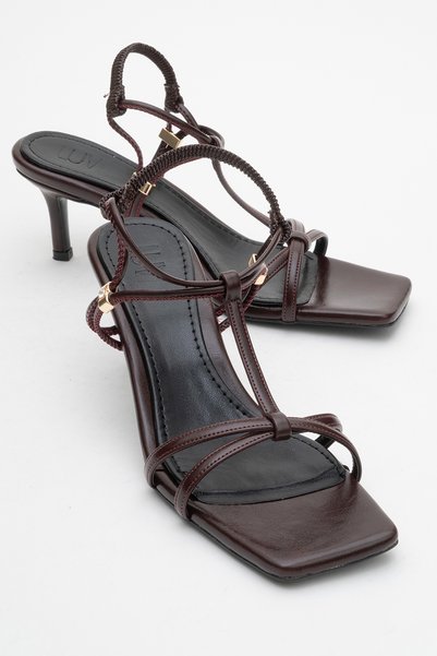 Gibson Burgundy Square Toe Women's Heeled Sandals