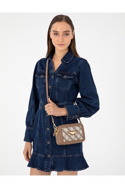 Beige Crossbody Women's Shoulder Bag 05Po25Y306