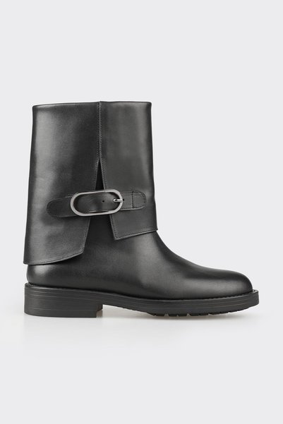 Black Leather Women's Casual Boots