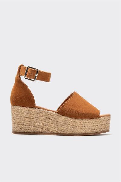 Tan Leather Women's Wedge Heel Sandals