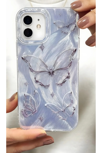 iPhone 16 Case Shiny Hologram Butterfly Pattern Shock Absorbing Camera Protected Colorful Silicone