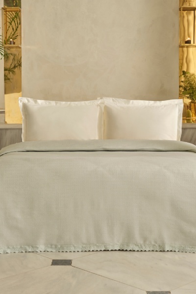 Lessie 100% Cotton Scalloped Double Single Pique Green