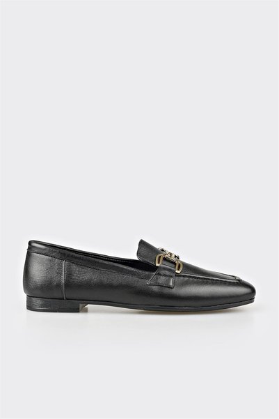 Black Leather Women's Loafers