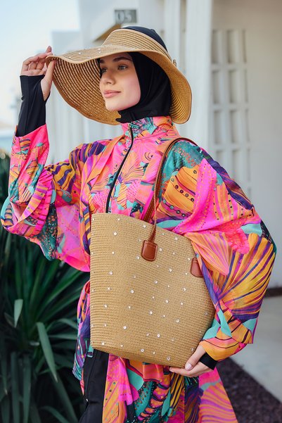 Stoned Straw Bag Beach Bag 2006 Camel