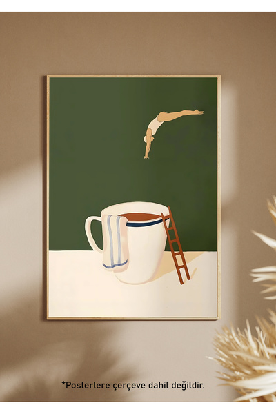 COFFEE DIVER постер естетски ѕиден постер, постер без рамка
