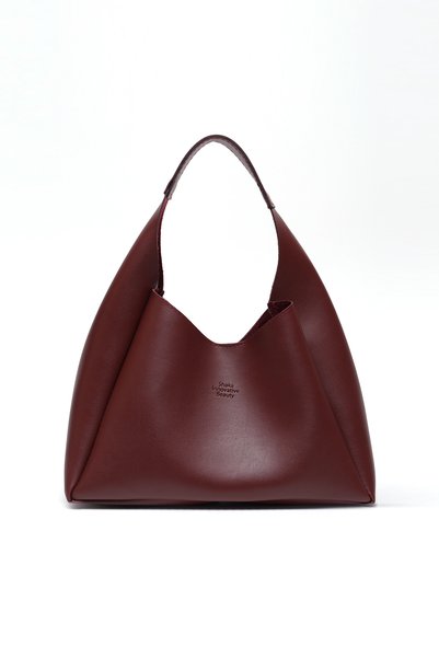 Burgundy Shk19 Faux Leather, Snap Fastener, Single Compartment, Zippered Makeup Bag, Hand, Arm and Shoulder Bag