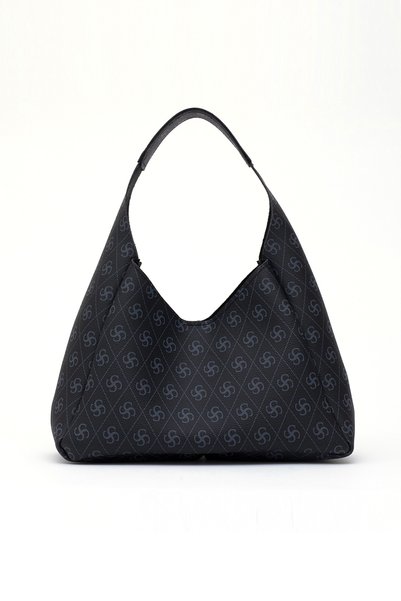 Monogram Printed Black Shk19 Faux Leather, Snap Closure, Single Compartment, Zippered Makeup Bag, Hand, Arm and