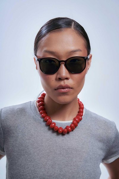 Tamela Dark Brown Green Sunglasses