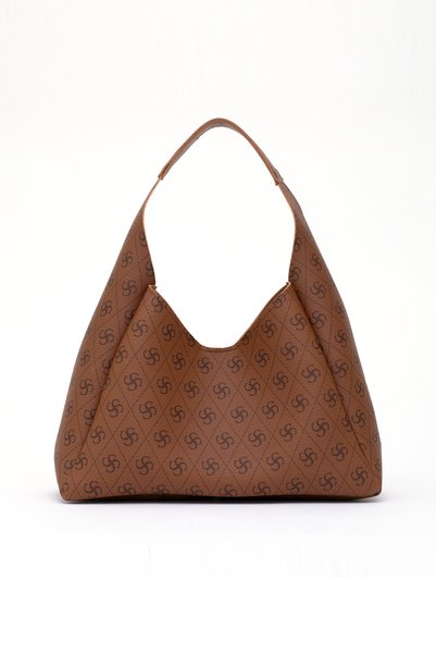 Monogram Printed Tan Shk19 Faux Leather, Snap Closure, Single Compartment, Zippered Makeup Bag, Hand, Arm and O