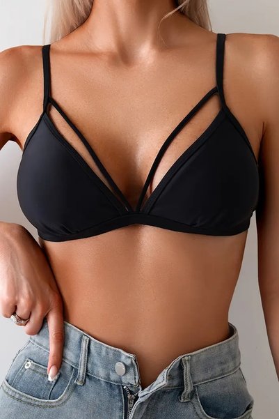 Stylish Bikini Top with Metal Buckle (Removable Cover)