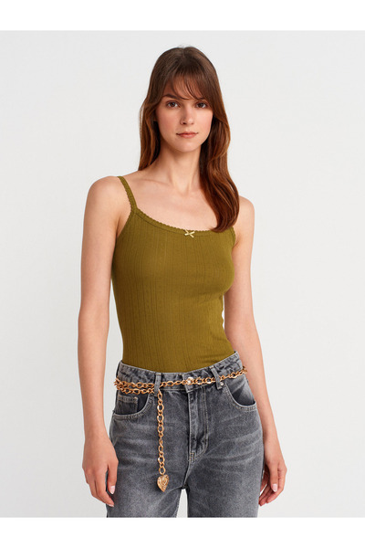 21070 100% Cotton Strap Top-Dark Green