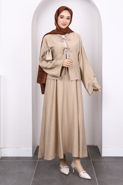 Mink Front Tie Kimono Skirt Suit