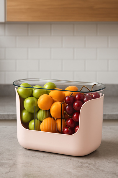 3 Compartment Kitchen Organizer Countertop Cutlery & Vegetable Fruit Strainer