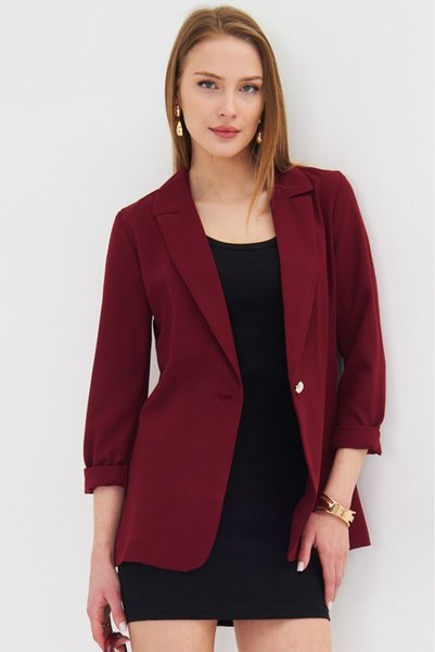Women's Claret Red Single Button Jacket ARM-20K001020