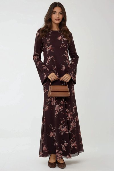 Floral Print Modest Dress