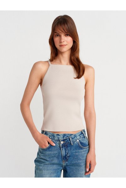 10772 Knitwear Blouse with Strap Bow Detail-Stone