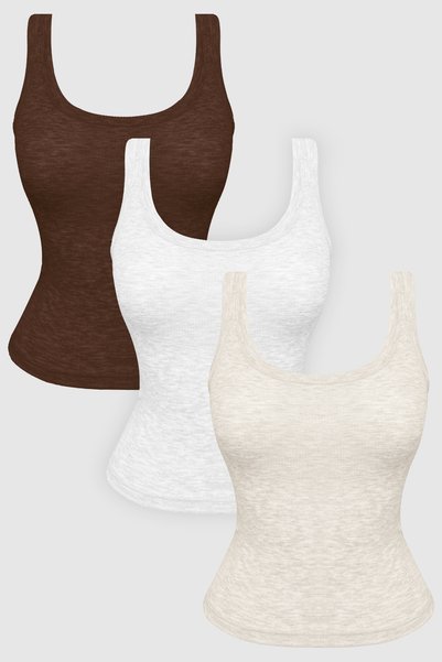 Cotton Thick Strap Ribbed Women's Undershirt 3 Pack