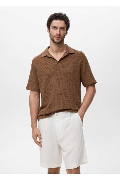 Openwork Cotton Knitwear Polo Shirt