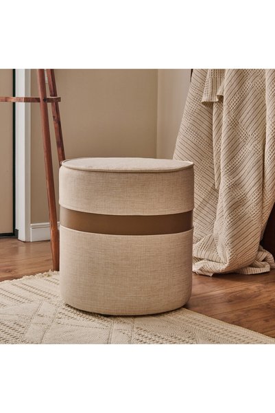 Latte Pouf - Cream / Brown - 42X40X40 cm