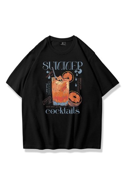 Unisex Summer Cocktails Tshirt Black