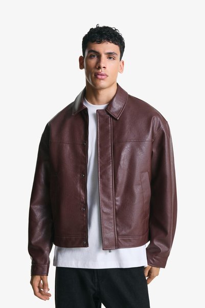 Boxy Fit Faux Leather Jacket
