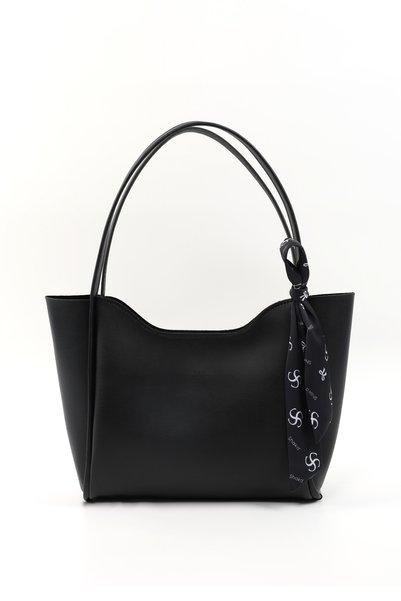 Black SHK240 Faux Leather Zippered Single-Compartment Scarf Gift Hand, Arm and Shoulder Bag