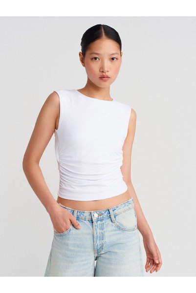 21132 Backless Drawstring Top-White