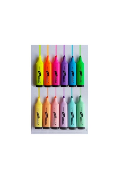 6 Pastel 6 Vibrant Color Highlighter Set-1