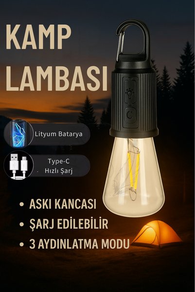 Ultra-Light Portable Hanging Light 600Mah Type-C Charging Led Camping Lamp Waterproof Yellow Light 3 Modes