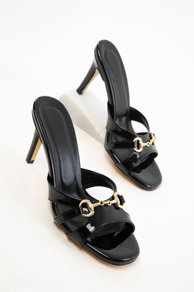 Black Patent Leather Women's Classic Heeled Shoes 20770